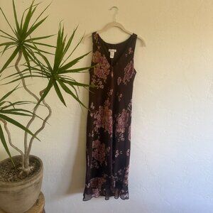 American Vintage 90s Y2k Midi Ruffle Hem Slip Dress